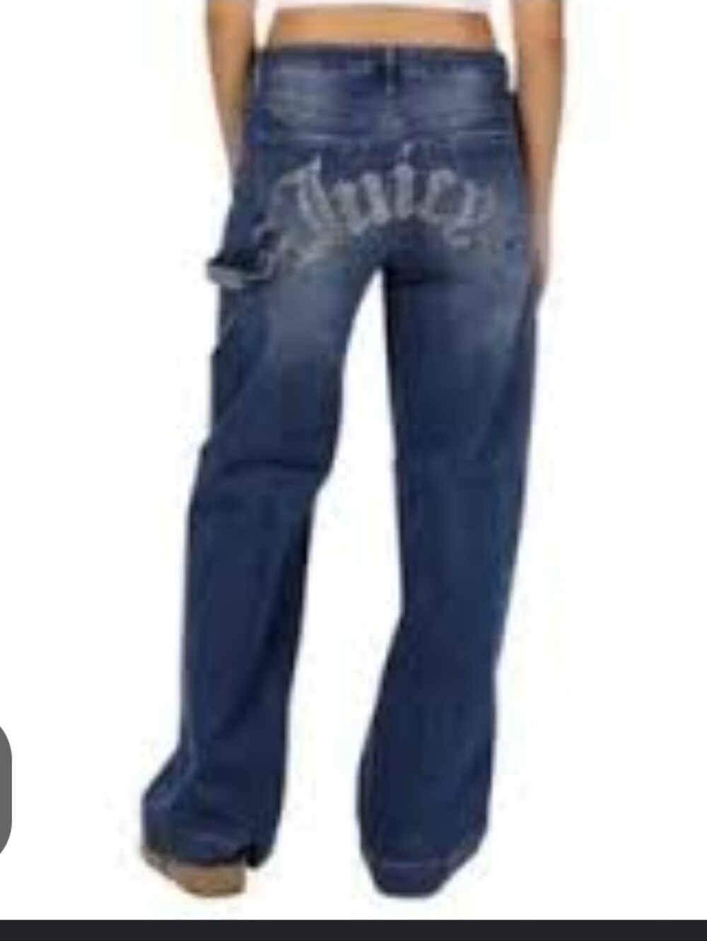 Juicy Couture Wide Leg Rhinestone Logo Carpenter Jeans Medium Wash Size 1/25